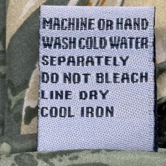 Windham Pointe Shirt Mens Large Green Tan Hawaiian Floral Silk Blend Beachy - Picture 7 of 8